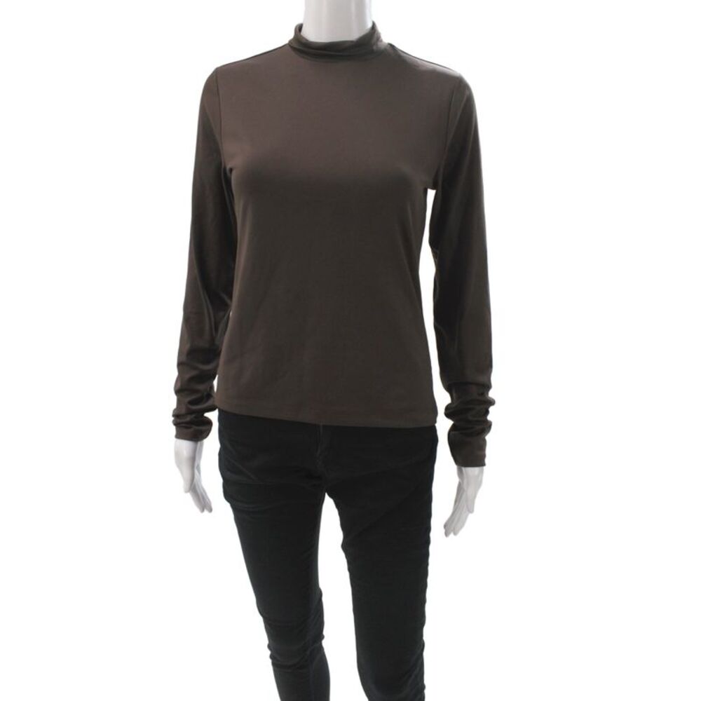 Rag & Bone Womens Basic Brown Mock Neck Long Sleeve T-Shirt Size M